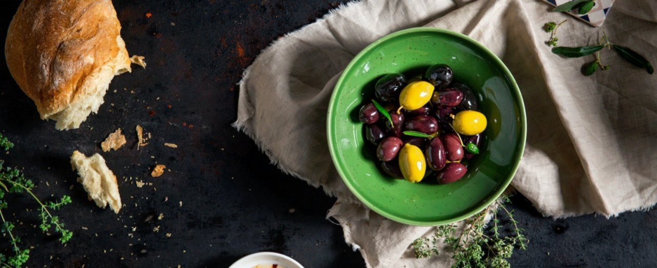 Close up of Viglia Olives in a plate