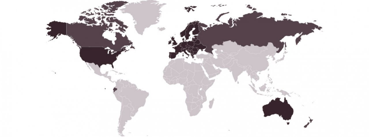 World map of Viglia Olive exporting countries