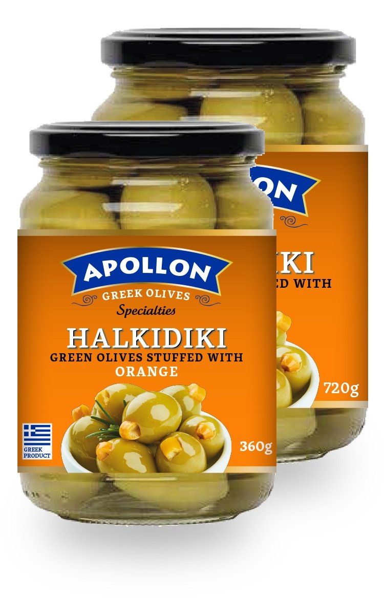 Stuffed Halkidiki Green Olives with Orange Jar 360g/720g