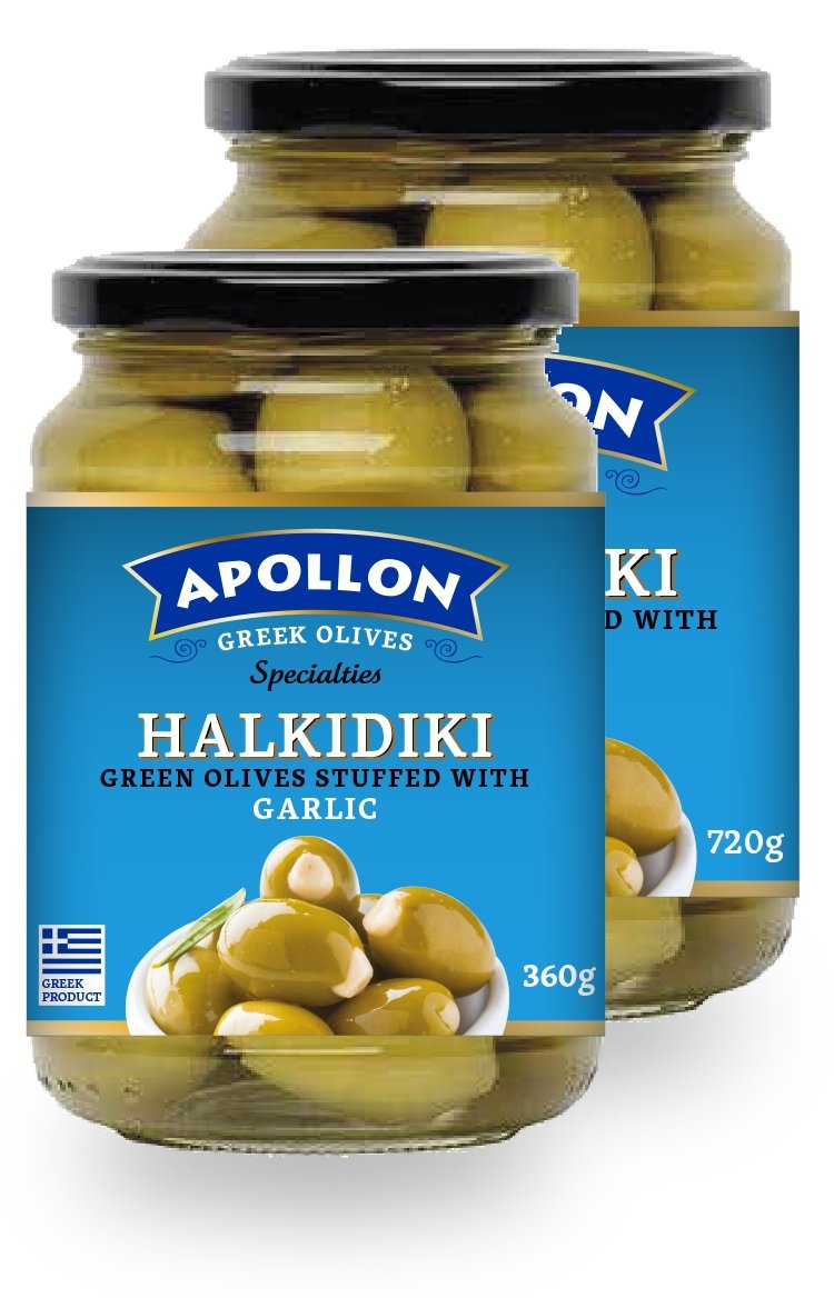 Stuffed Halkidiki Green Olives with Garlic Jar 360g/720g