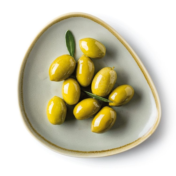 Close up of Halkidiki green olive variety