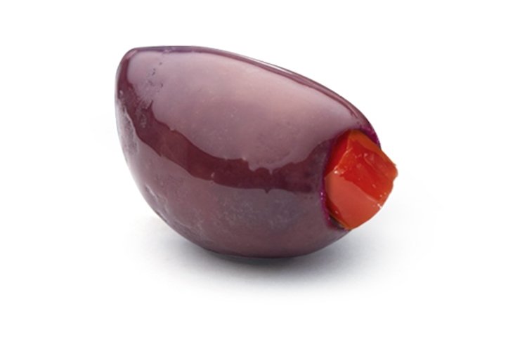Kalamata olive with red natural pepper