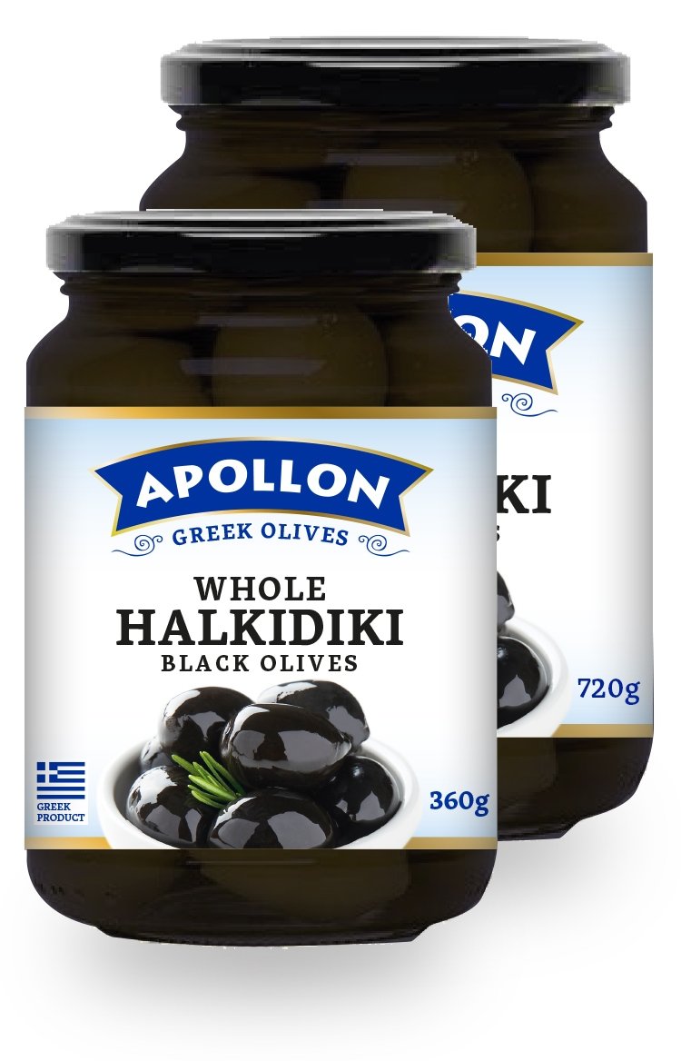 Whole Halkidiki Black Olives Jar 360g/720g