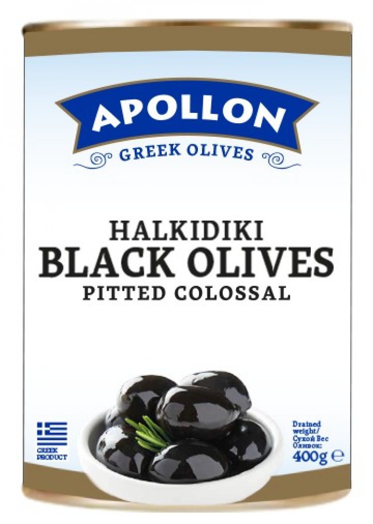 Pitted Halkidiki Black Olives Colossal 400g tin